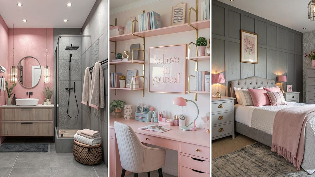 Pink and Grey Colors Combo For Walls