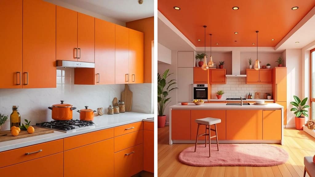 Orange Color Kitchen Interior Design