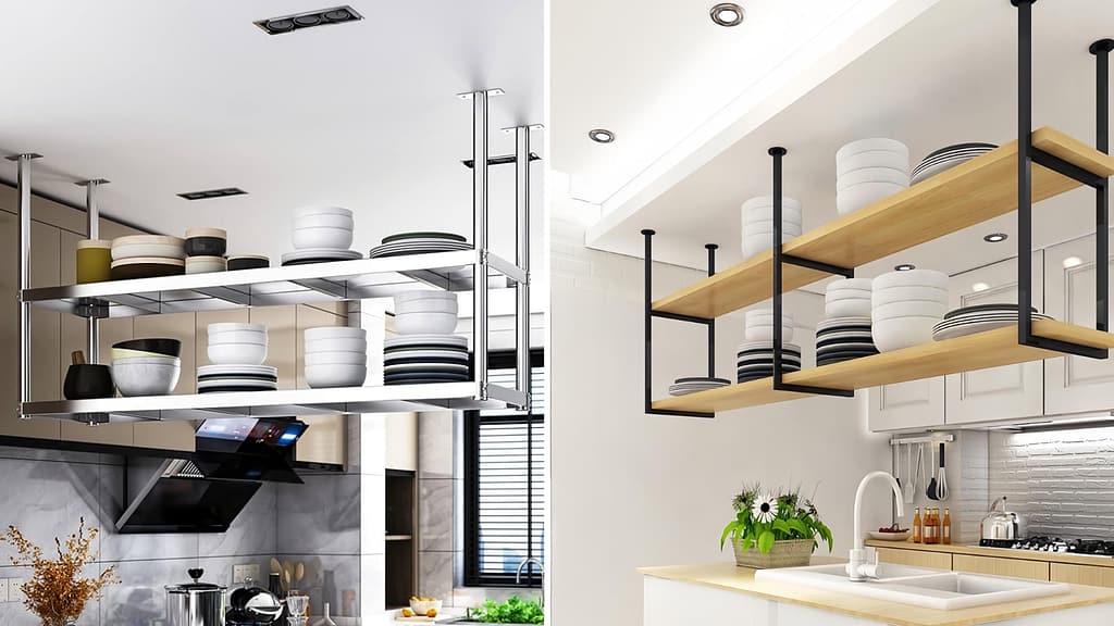 Ceiling Mounted Bar Shelves for Home Decor
