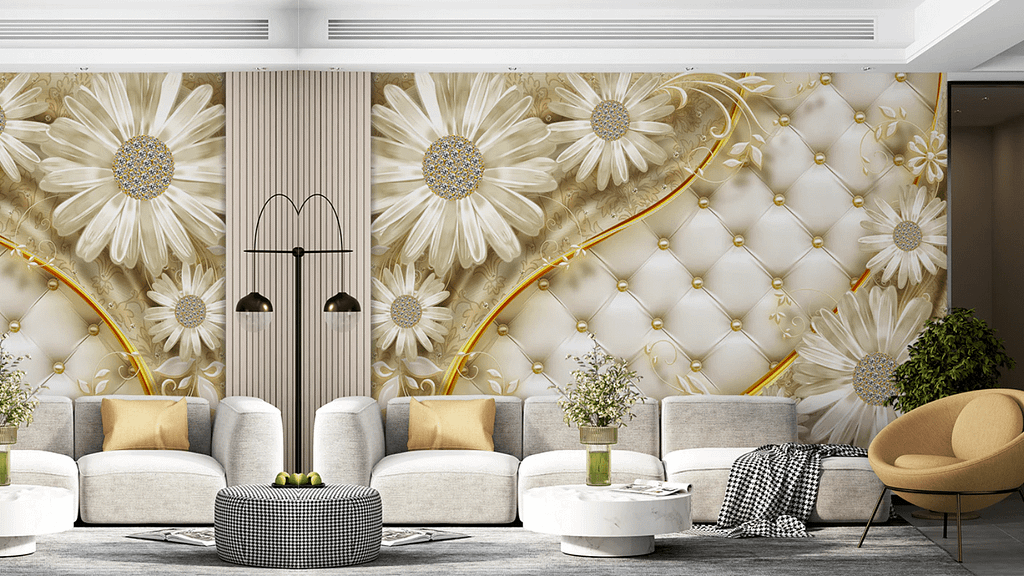 Luxury Fabric Wallpaper Design for Living Room