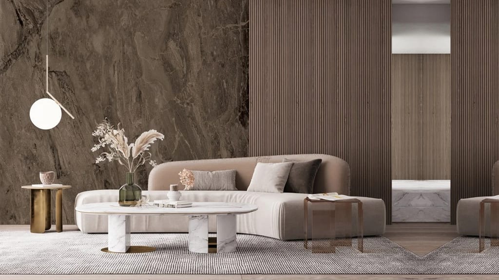 Brown Textured Wallpaper for Living Room