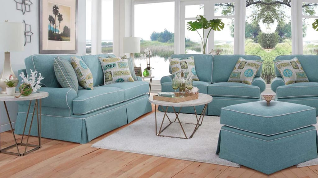 Light blue and aqua sofa color combination for modern home interiors
