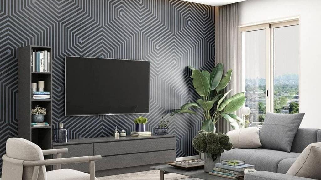 Modern Textured Wallpaper Design for Living Room