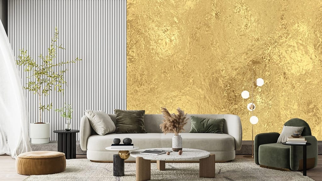Gold Wallpaper for Living Room Design
