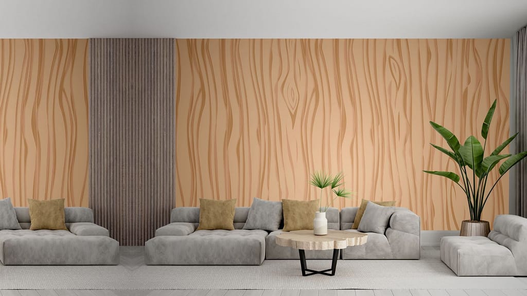 Wooden Wallpaper Design for Living Room