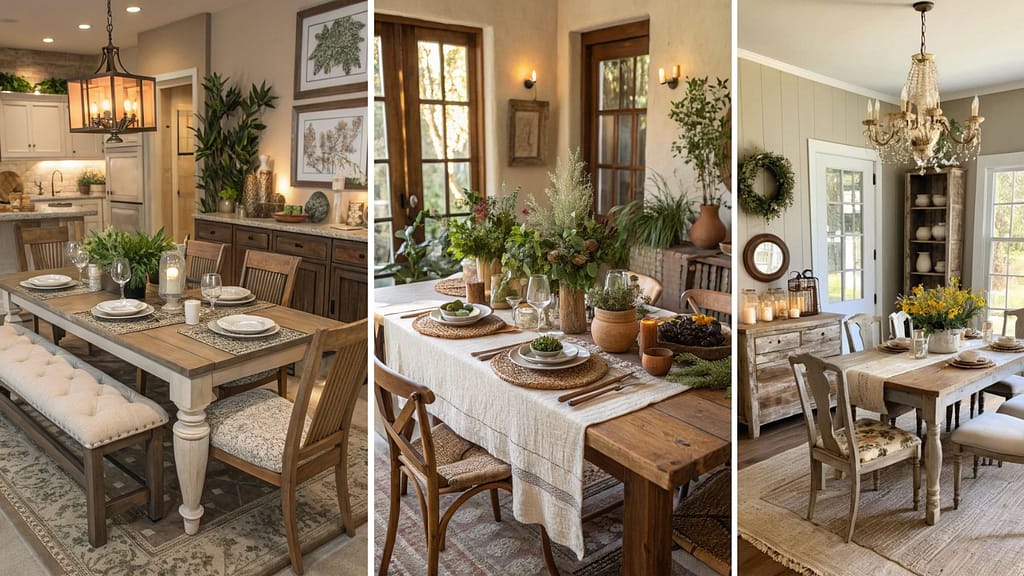 Dining room decor with indoor plants and greenery for a fresh, modern look