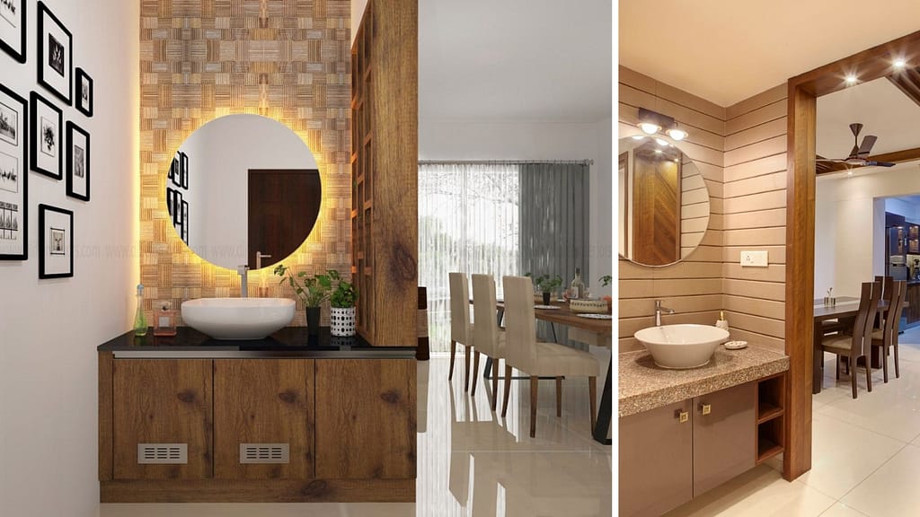 Modern dining area wash basin designs with stylish interiors