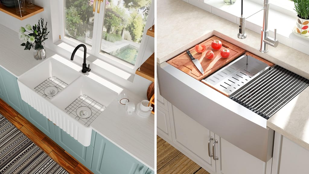 Apron-front Farmhouse Style Basin with Modern Design