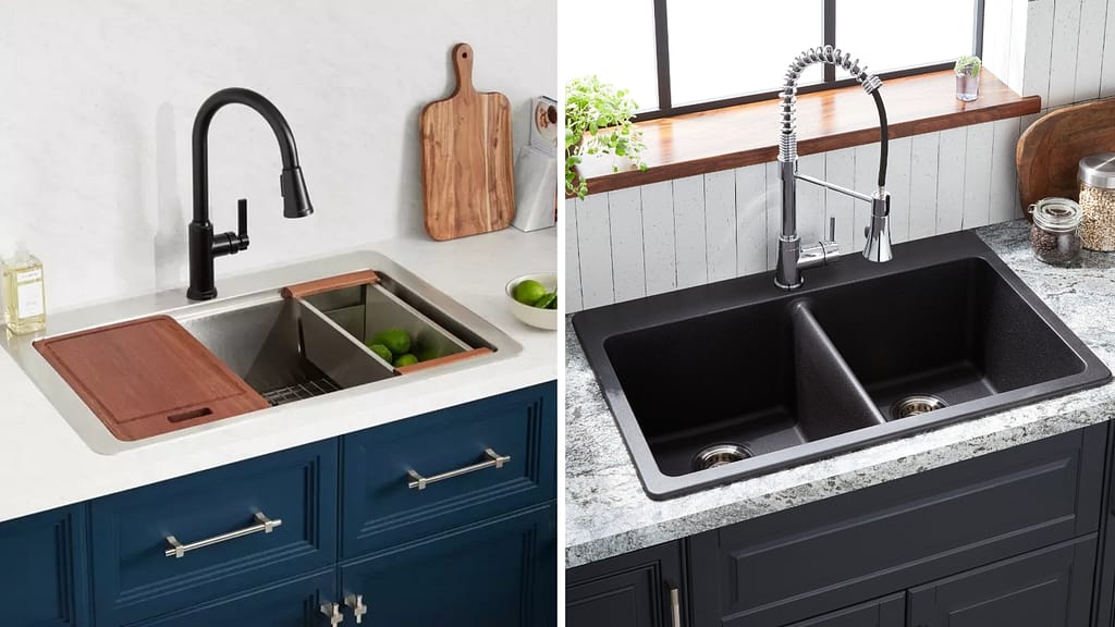 Stylish Countertop Drop-in Sink Designs with Modern Faucets for Contemporary Kitchens