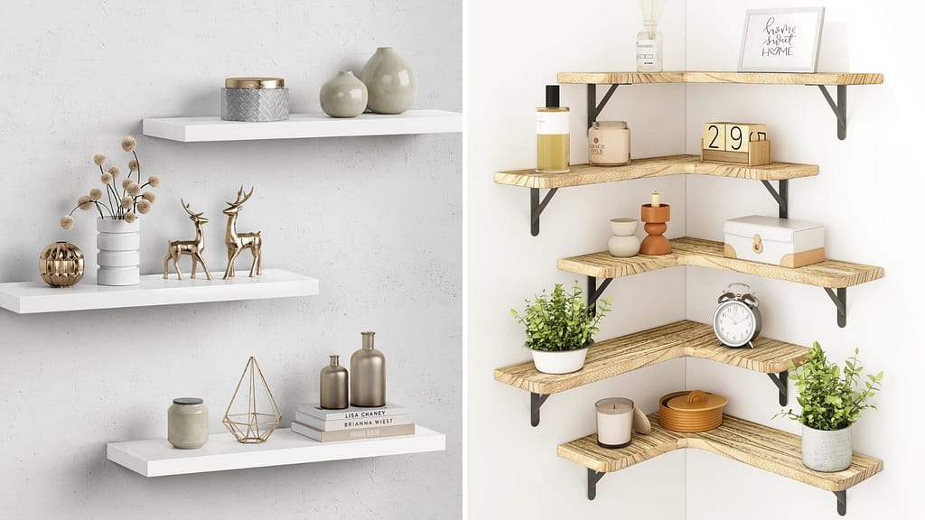 Wooden Floating Shelves for Bedroom Furniture Design