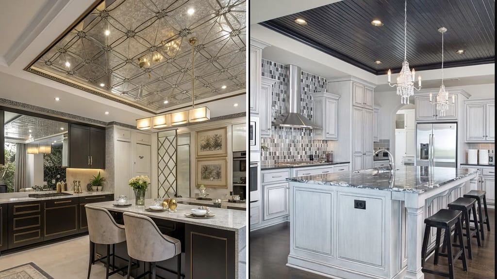 Metallic-finish PVC kitchen false ceiling design