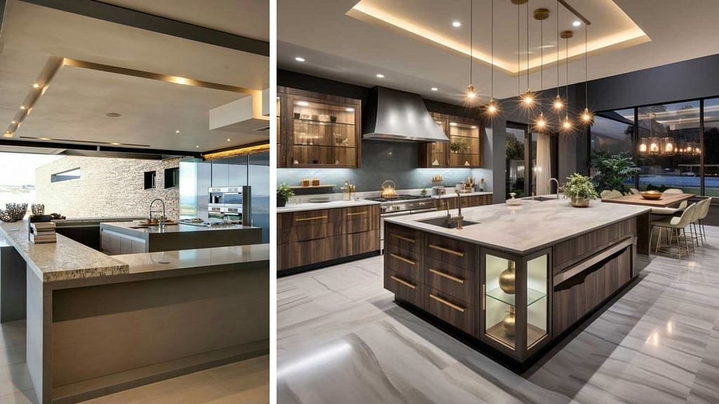 Minimal single-layer false ceiling design for modern kitchen interiors