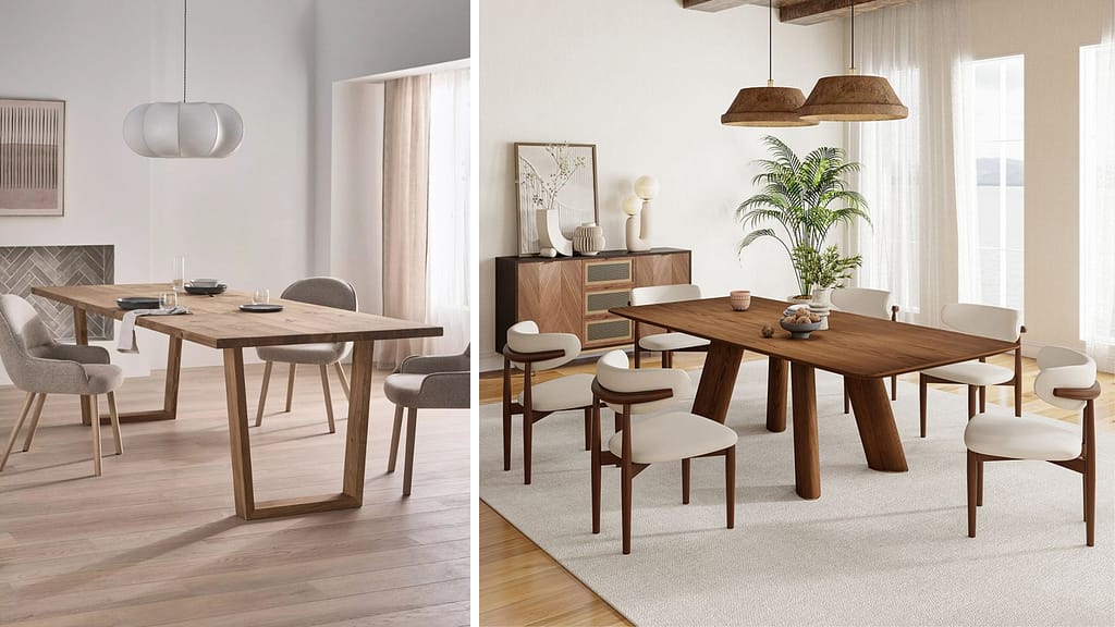 Modern Dining Room with Wooden Flexible Tables and Chairs