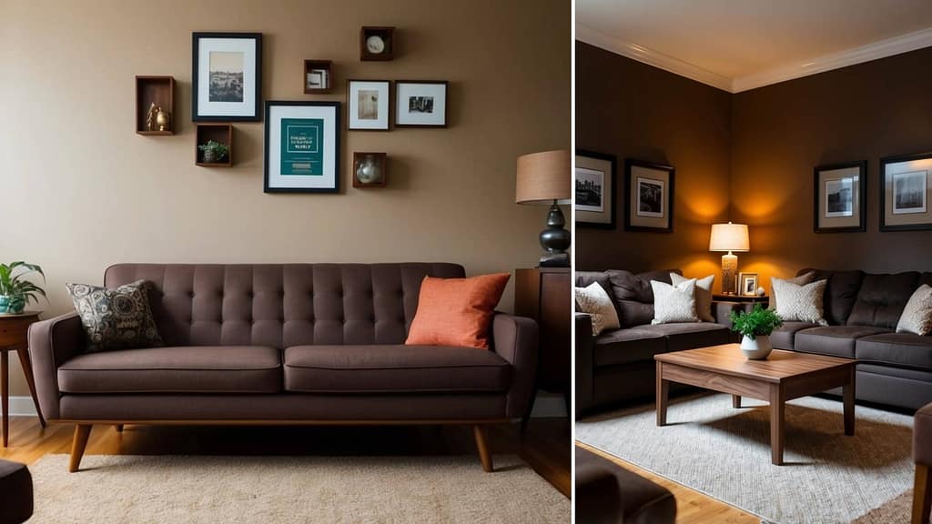 Brown and tan sofa color combination for modern home interiors