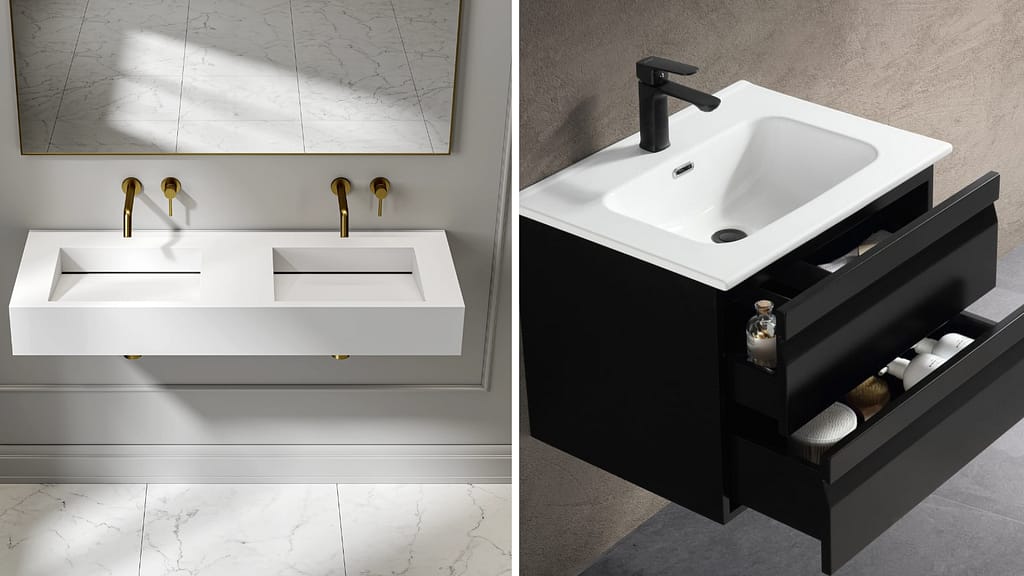 Contemporary Wall-hung Sink Designs with Minimalist Style and Smart Storage Solutions