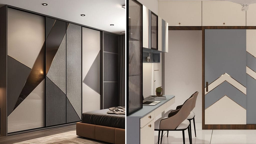 Symmetrical sliding wardrobe design for small apartment bedroom