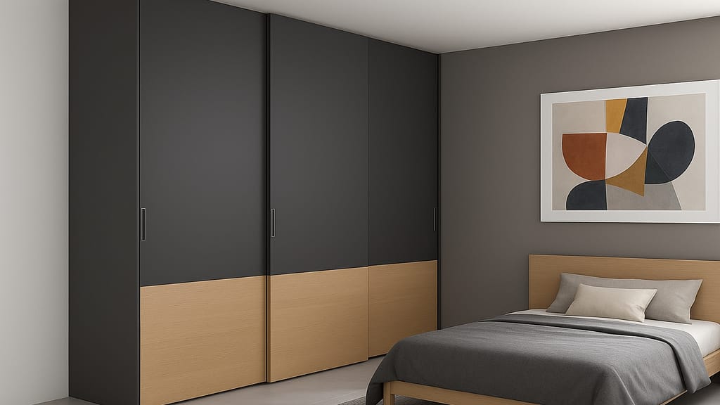 Floor-to-ceiling sliding wardrobe design for small apartment bedroom