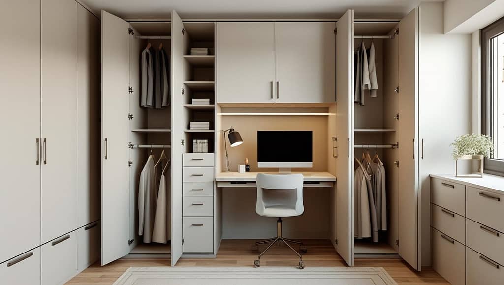 Home Office Interior Design with Closet Storage Ideas