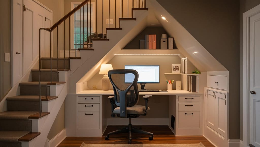Home Office Setup Under Staircase Space